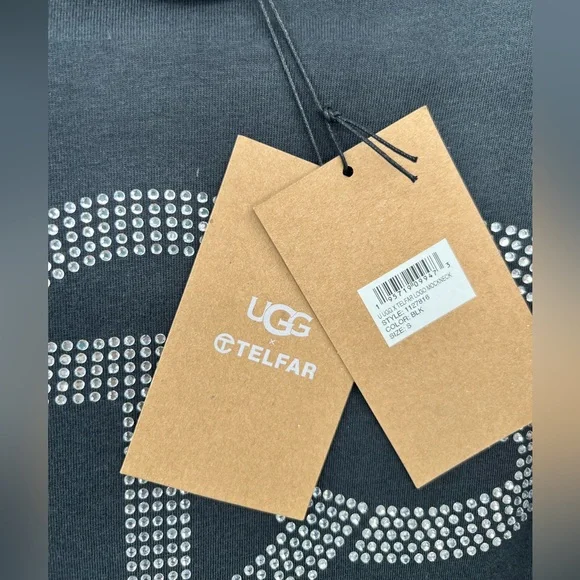 π NWT UGG x Telfar Logo Crystal Mockneck Top Turtleneck Rhinestone Black Small - Picture 9 of 11